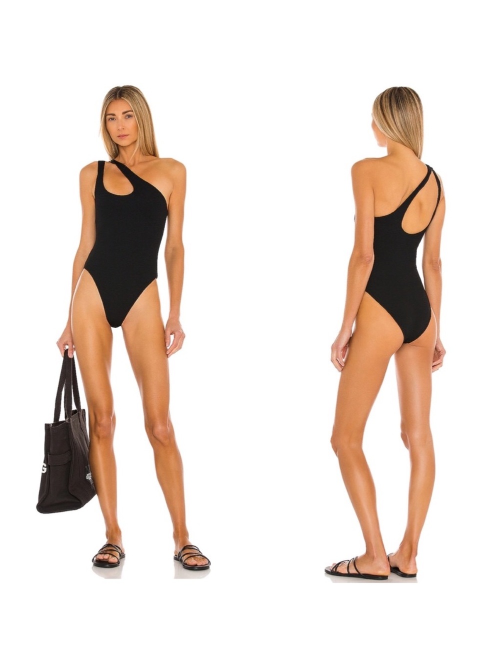L Space Phoebe Ribbed One Piece Swimsuit Black Size 12 NWT